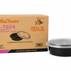 BellaChoice 24 oz Round Microwaveable Food Container - Clear Vent Lid – 150/Case
