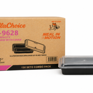 BellaChoice 28 oz Rectangular Microwaveable Food Container - Clear Vent Lid – 150/Case