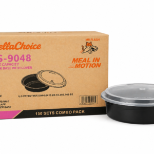 BellaChoice 48 oz Round Microwaveable Food Container - Clear Vent Lid – 150/Case