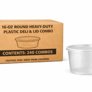 16oz Round Heavy Duty Plastic Deli Container & Lid Combo (240/Case)