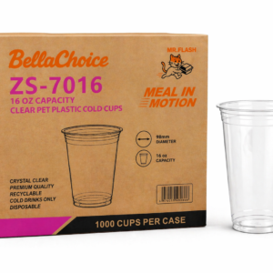 BellaChoice 16 oz PET Plastic Cold Cups – Clear – 98mm – 1000/Case