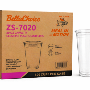 BellaChoice 20 oz PET Plastic Cold Cups – Clear – 98mm – 600/Case
