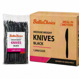 BellaChoice Medium Weight Plastic Knives – Black – 1,000/Case