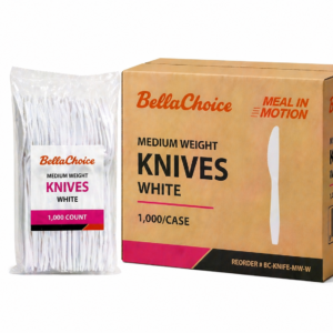 BellaChoice Medium Weight Plastic Knives – White – 1,000/Case