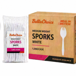 BellaChoice Medium Weight Plastic Sporks – White – 1,000/Case