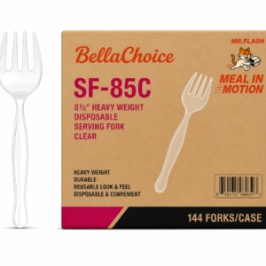 BellaChoice 8½" Heavy Weight Disposable Serving Fork Clear – 144/Case